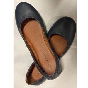🆕Lucky Brand Women's American Navy/Leather Imported Leather Ballet Flat Shoes
